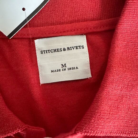 Stitches & Rivets Knit Golf Polo Shirt Men Blue Red Short Sleeve Size Medium NWT - Picture 3 of 3